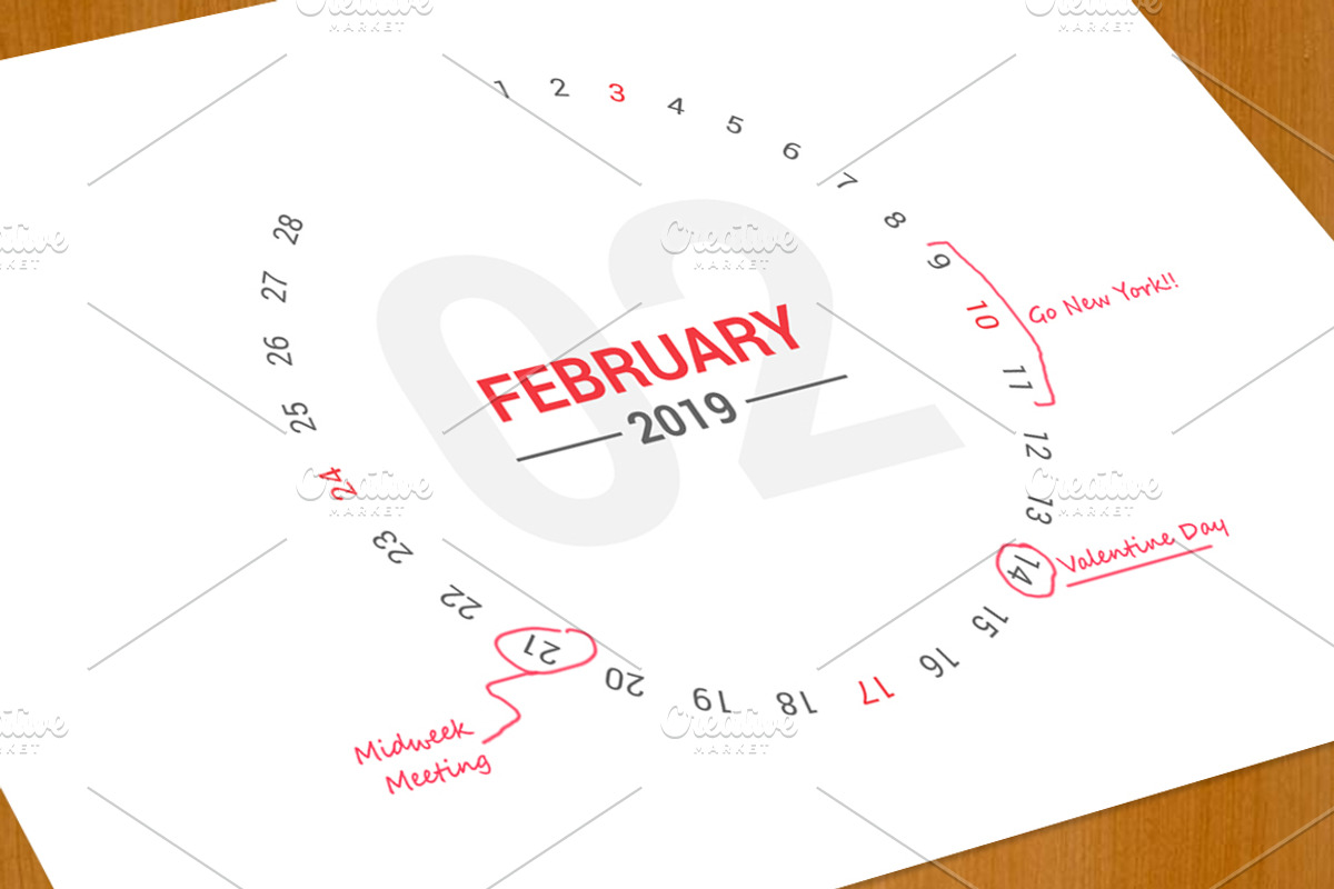 Calendar 2019 Round Style, a Stationery Template by WORAKAMON Design Studio (Photo 3 of 4)