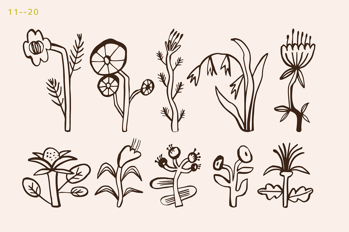 Quirky Florals Hand Drawn collection, an Object Illustration by Lena Nikolaeva (Photo 5 of 12)