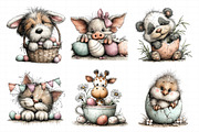 Cute Peeking Easter Animals Clipart, an Illustration by Daily.Designs (Thumbnail 3 of 8)