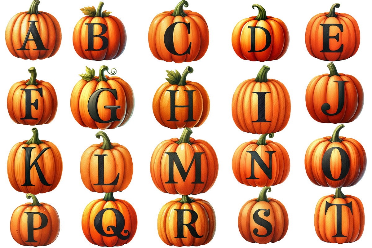 Pumpkin Letter Sublimation Bundle, an Illustration by Designworld (Photo 3 of 5)