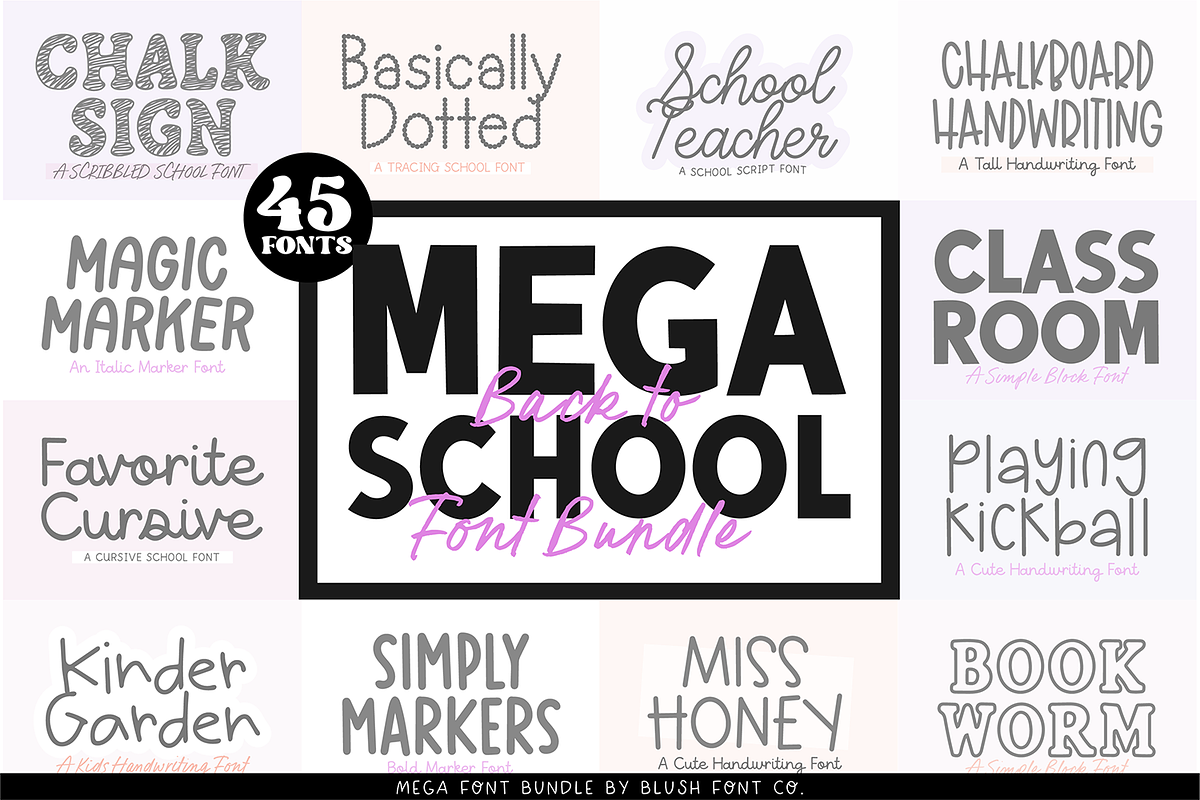 MEGA Back-To-School Font Bundle, a Handwritten Font by Blush Font Co. (Photo 1 of 2)