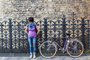 Young woman and vintage bicycle, a Person Photo by BOOCYS