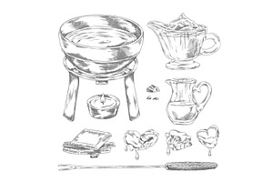 Monochrome sketch of a set with a, an Object Illustration by Sabelskaya