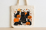 Black Cat Pumpkin Ghost Cat PNG, a Seasonal Illustration by CraftArtStudio (Thumbnail 2 of 4)