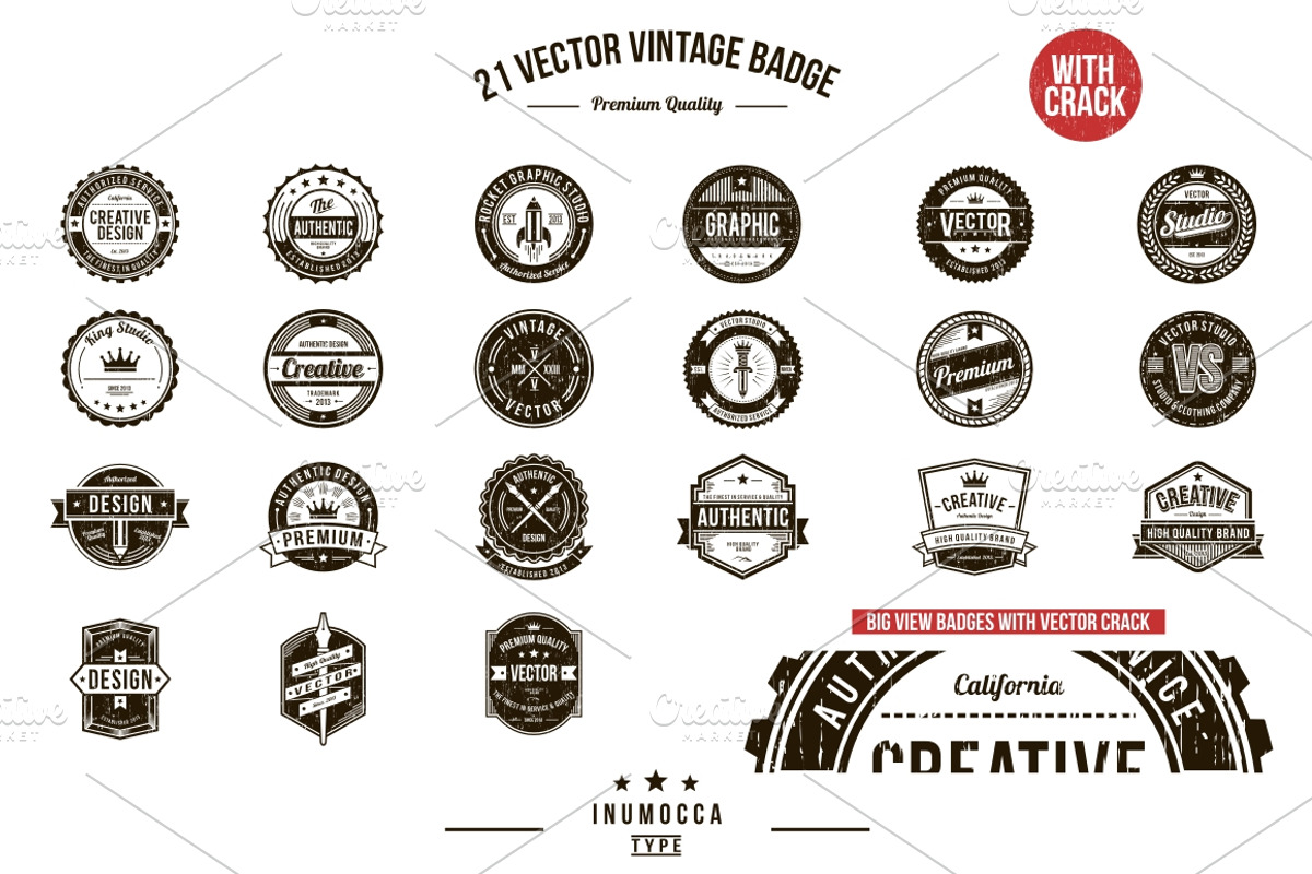 21 Vintage Badges EDITABLE TEXT, a Branding & Logo Template by inumocca_type (Photo 5 of 5)