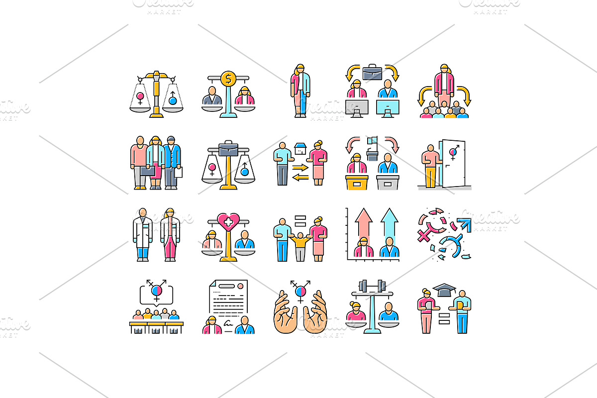 gender equality empowerment icons, an Object Illustration by pikepicture
