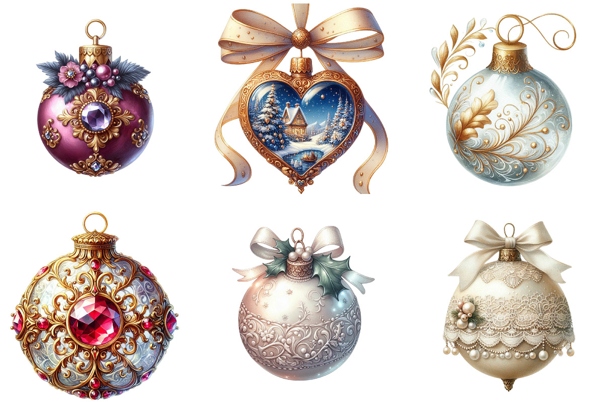 Victorian Christmas Balls Clipart, an Illustration by DreamArtGraphic (Photo 6 of 6)