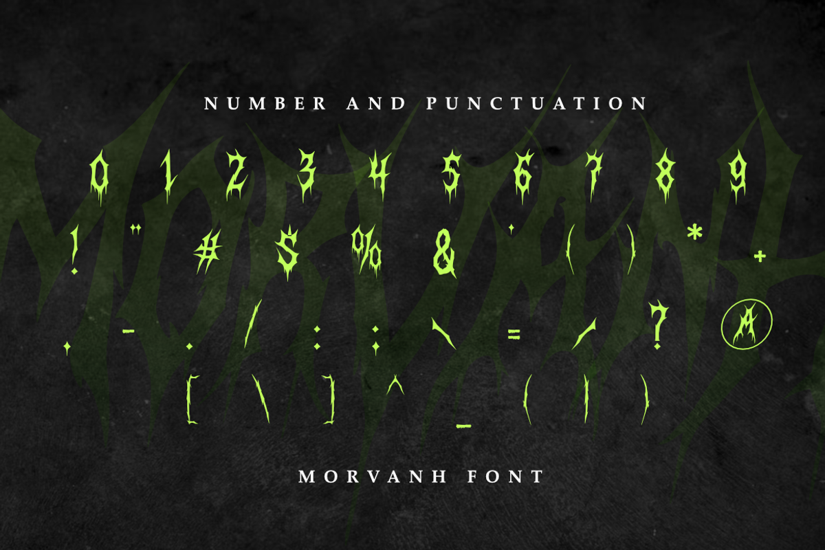 Morvanh - Death Metal Font, a Blackletter Font by Masyafi Studio (Photo 4 of 9)