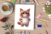Watercolor Funny Grumpy Cat Clipart, an Illustration by CraftArtStudio (Thumbnail 3 of 5)