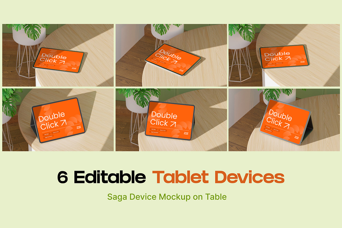 Saga Device Mockup on Table, a Device Mockup by orenjidesign (Photo 5 of 13)