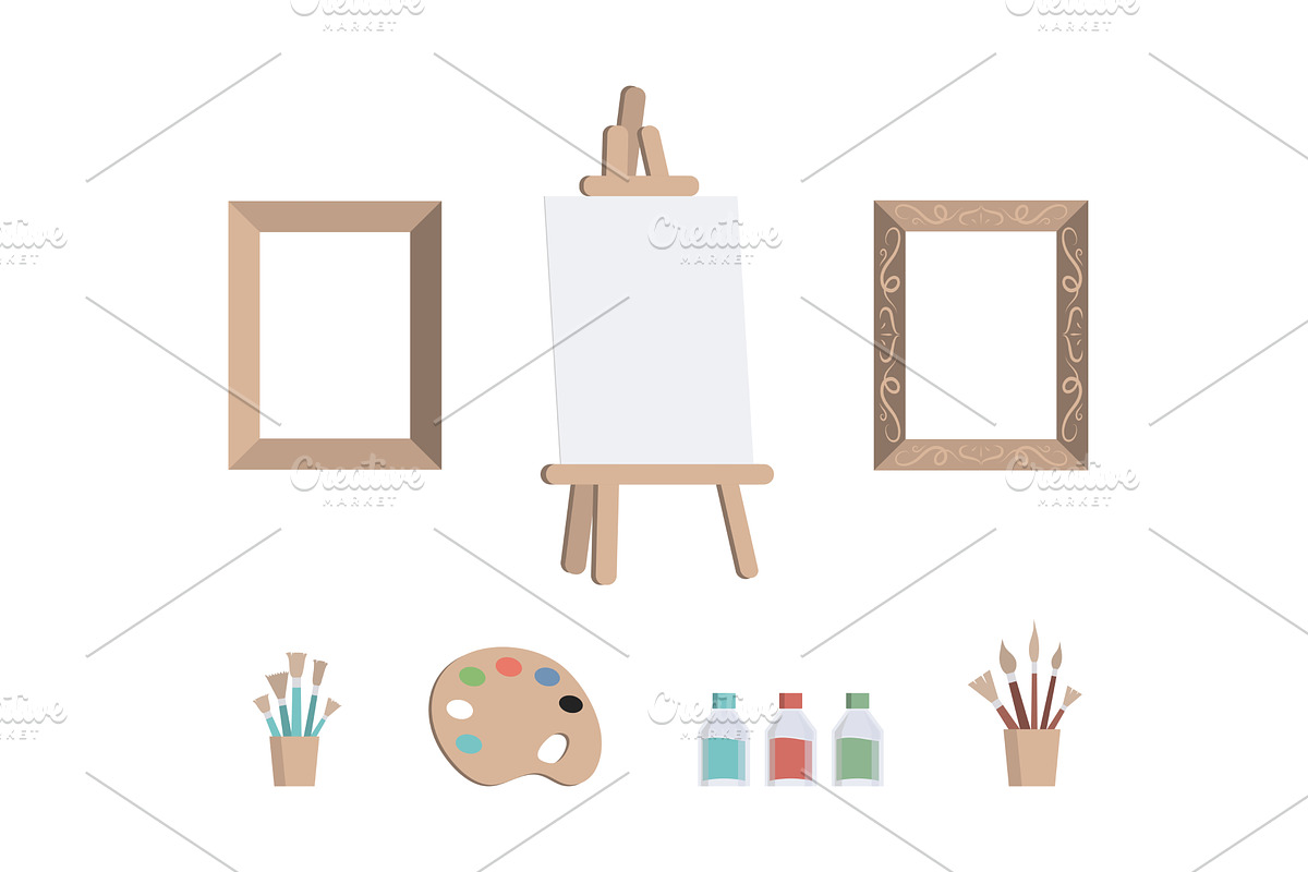 Set of art tools. Frames for, a Decorative Illustration by Pavlo Plakhotia's Shop