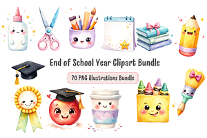 End of School Year Clipart Bundle, a Decorative Illustration by Anca Digital Vibe
