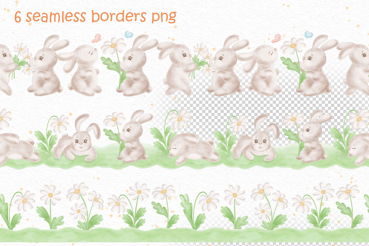 Cute bunny watercolor clipart set, an Illustration by susie-p-art (Photo 10 of 16)