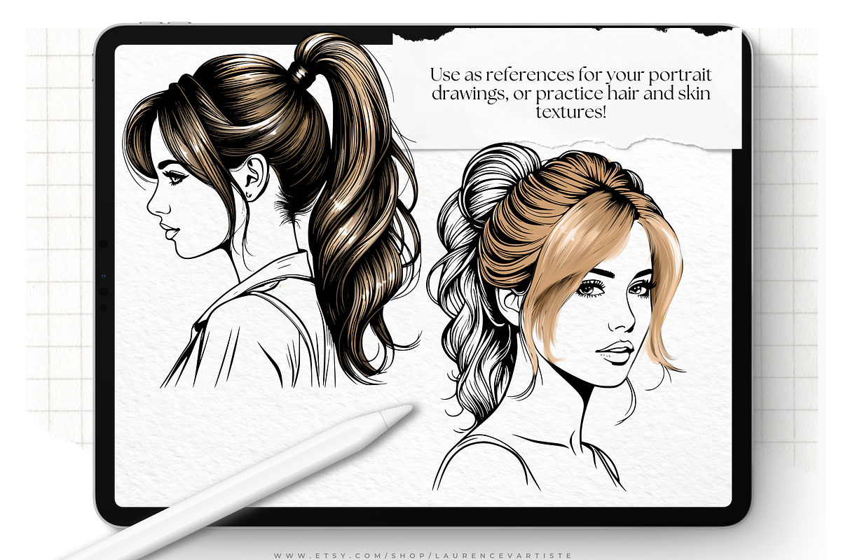 Procreate Hairstyles Portrait Stamps, a Brushes & More by LaurenceVArtiste (Photo 3 of 8)