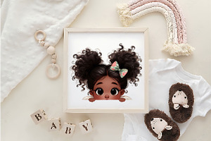 Peekaboo African Black Girl Clipart