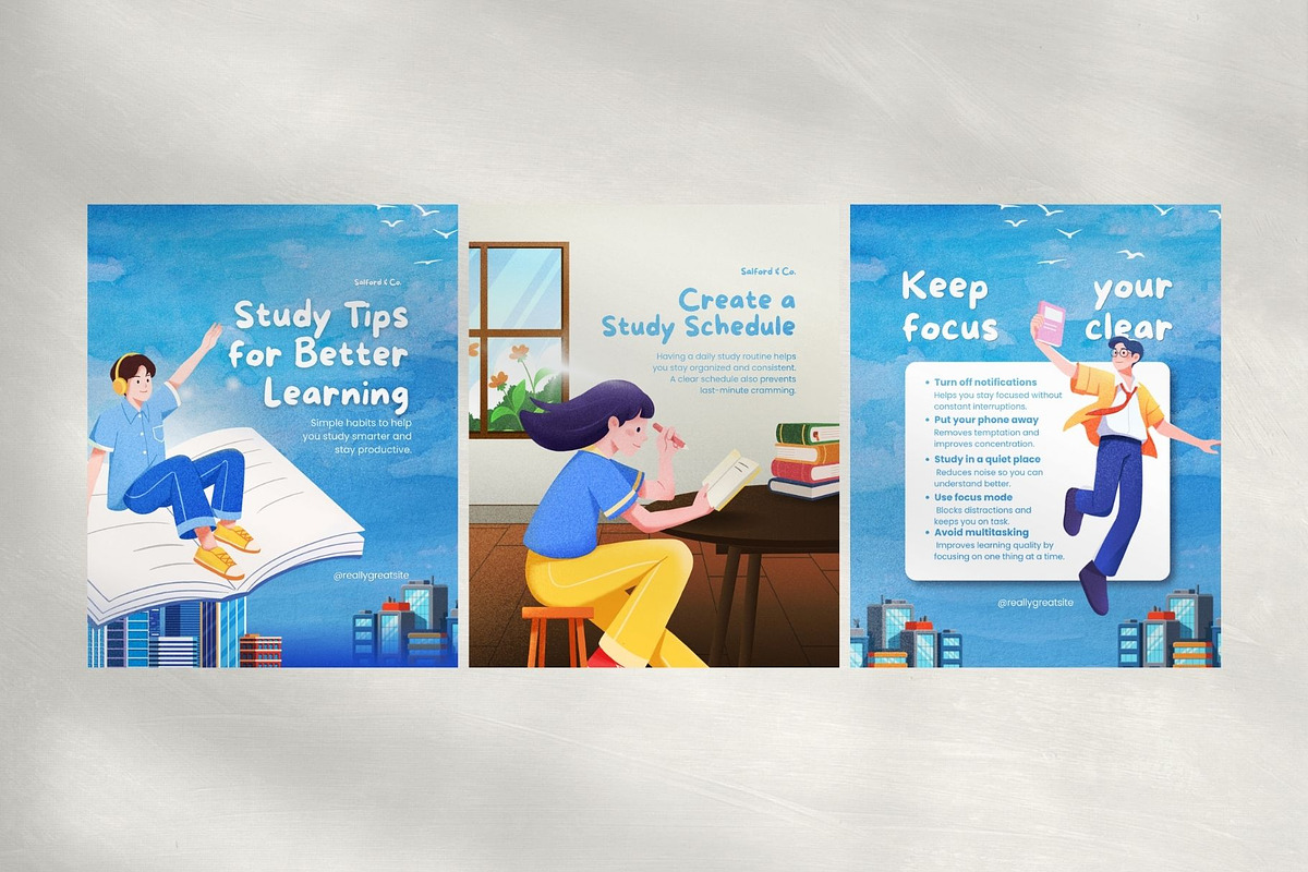 Study Tips Carousel Canva, a Social Media Template by Dstudio (Photo 1 of 4)