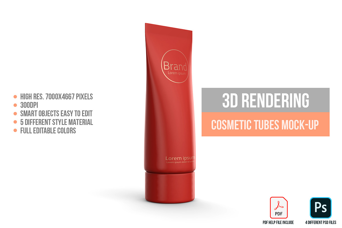 3D Rendering Cosmetic Tubes Mock-up, a Packaging Mockup by graystudio (Photo 8 of 50)