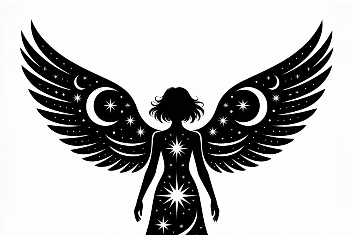 starry angel wings silhouette, an Illustration by Amazin_art (Photo 8 of 21)