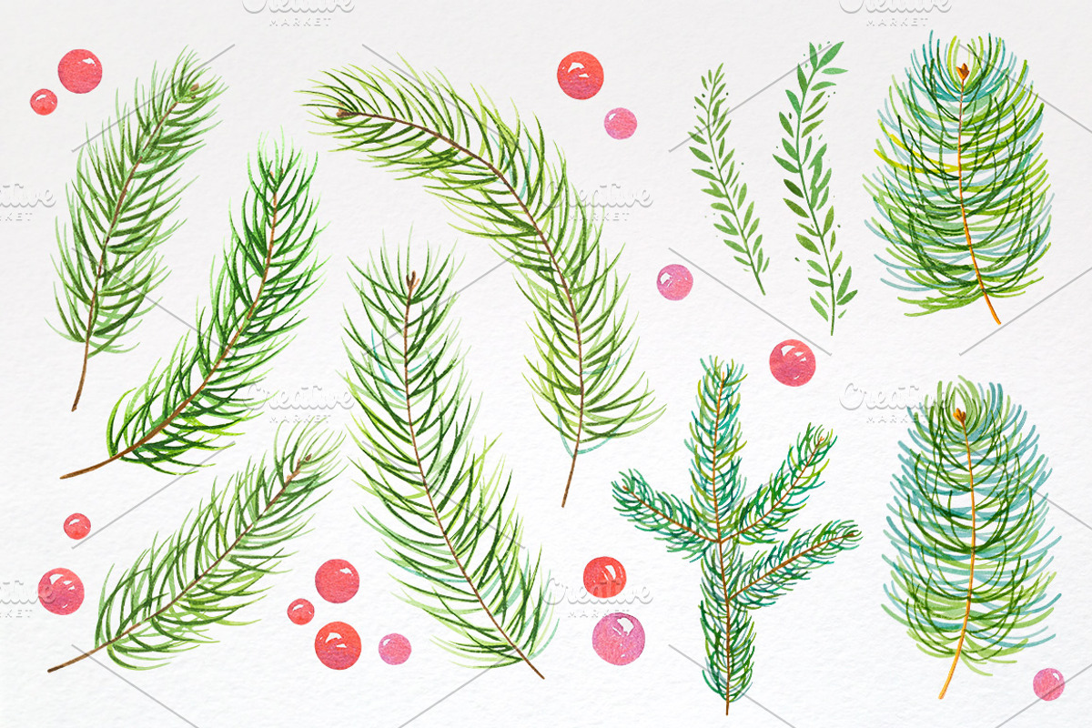 Christmas. Watercolor illustrations., a Decorative Illustration by AlexGreenArt (Photo 6 of 8)