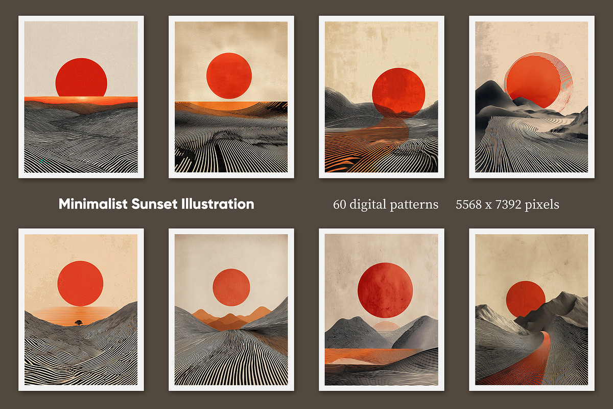 Minimalist Sunset Illustration, a Decorative Illustration by Housui Patterns (Photo 4 of 9)