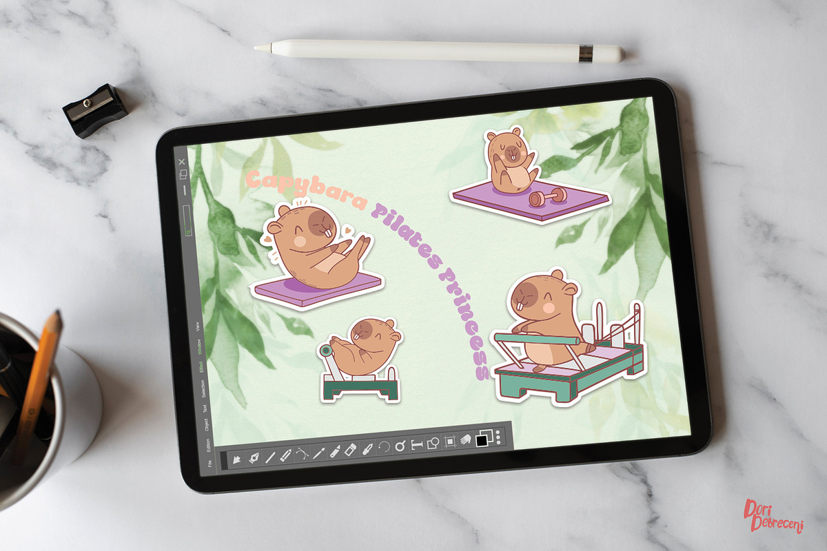 Capybara Pilates Princess Stickers, a Graphic by Dori Debreceni draws (Photo 4 of 8)