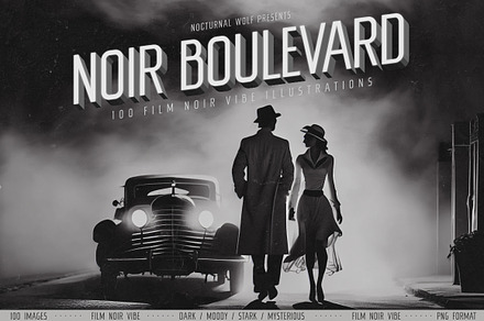 Noir Boulevard 100 illustrations, a Background Graphic by Nocturnal Wolf
