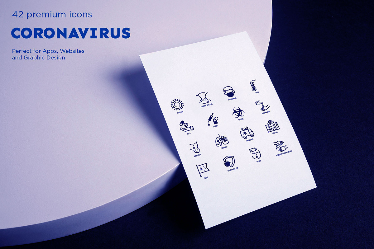 Coronavirus COVID-19 | 42 Icons Set, an Outline Icon by Marina Silence (Photo 16 of 17)
