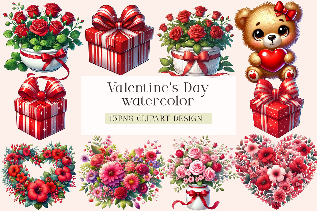 Valentine's Day Clipart Bundle, a Seasonal Illustration by DreamArtGraphic (Photo 1 of 3)