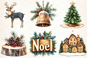 Woodland Christmas Clipart, an Illustration by DreamCafeArt (Thumbnail 4 of 7)