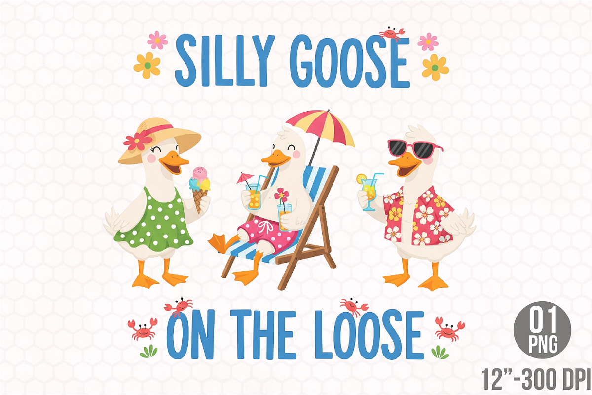 Beach Silly Goose Summer Clipart PNG, an Illustration by Designking (Photo 1 of 4)