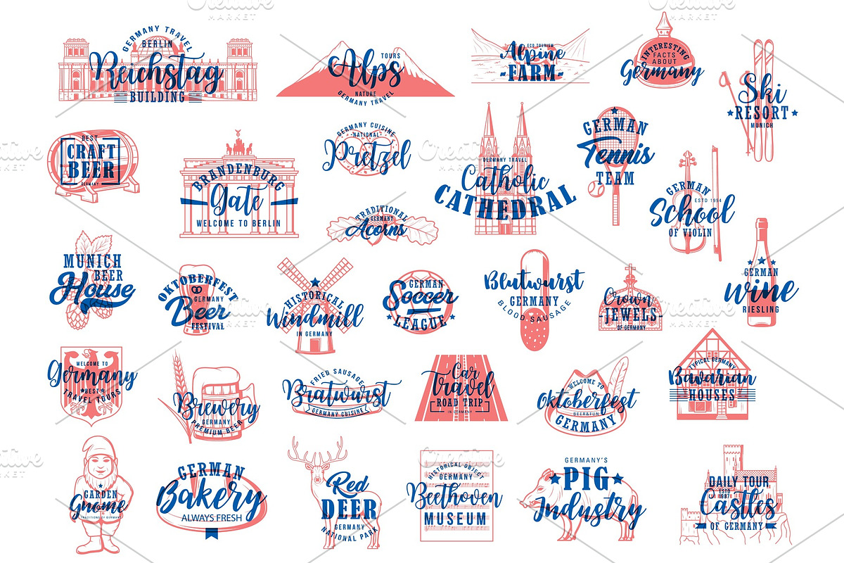 German beer, travel lettering, a Food Illustration by Vector Tradition