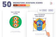 50 Monsters Avatars Icons, an Outline Icon by Dighital (Thumbnail 7 of 10)