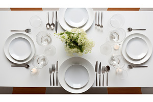 sleek round table top view ai, an Abstract Photo by pikepicture