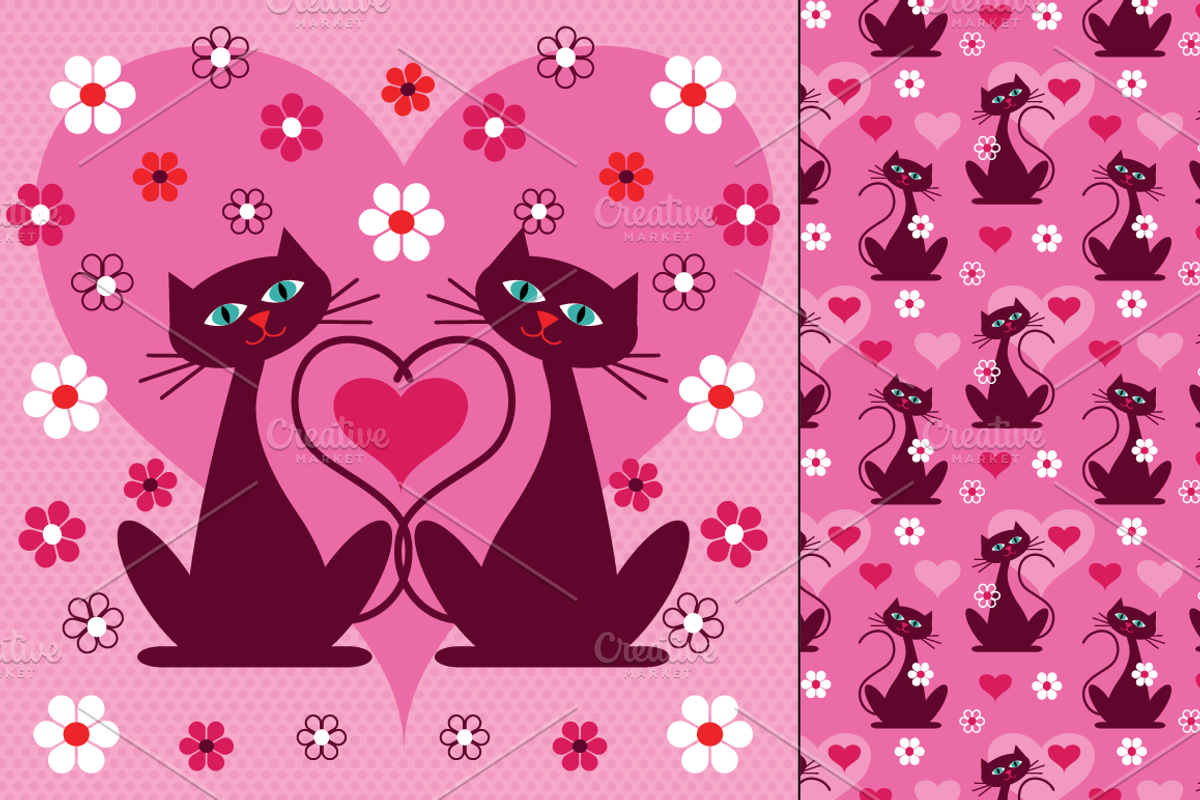 Cat Valentine & Seamless Patterns preview 4