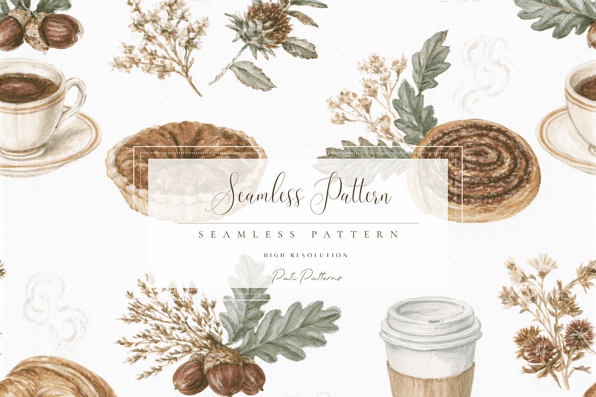 Cozy Autumn Café Seamless Pattern, a Pattern Graphic by Pati Charm Studio (Photo 1 of 6)
