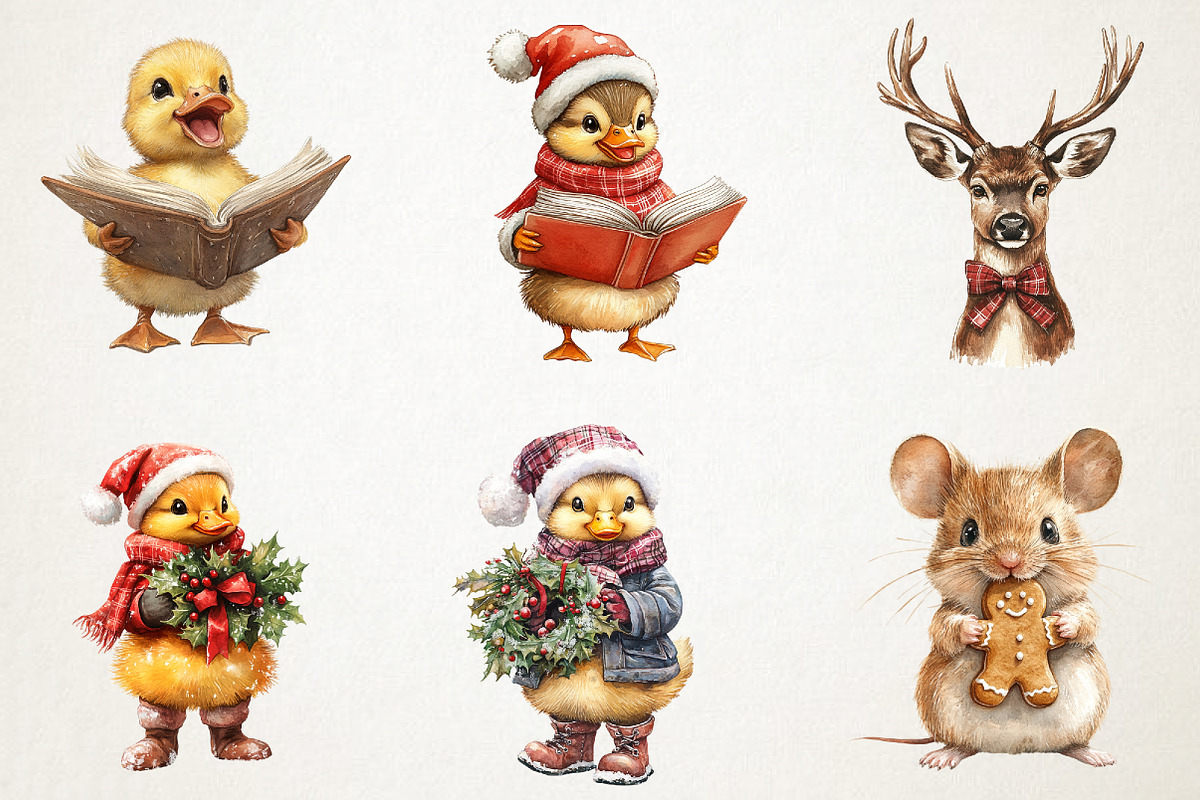 Cute Christmas Critters Clipart, an Illustration by RobertsArt (Photo 5 of 7)