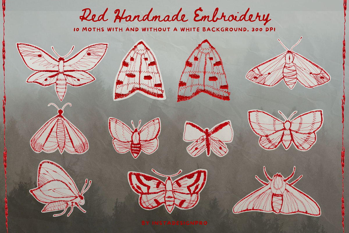 Red Handmade Embroidery Collage, an Object Graphic by InstaDesignPro (Photo 10 of 18)