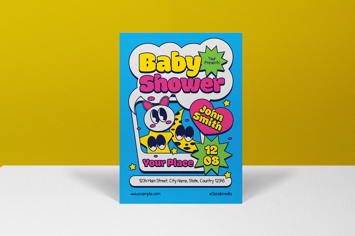 Cartoon Baby Shower Invitation, an Invitation Template by graphicook (Photo 3 of 3)