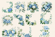 BLUE WHITE HYDRANGEA WEDDING PNG, a Decorative Illustration by Daring Digies (Thumbnail 4 of 10)