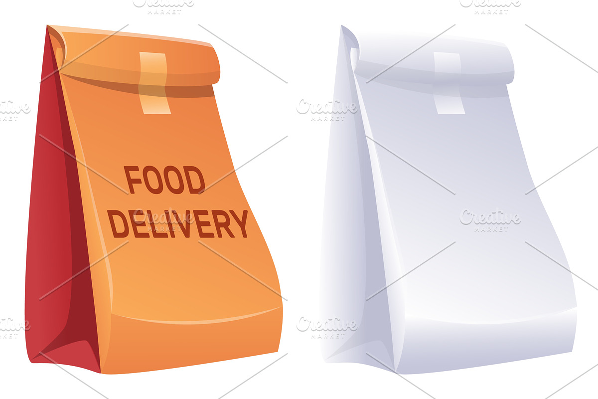 Paper bag for delivery or food, a Food Illustration by Vectorbuum