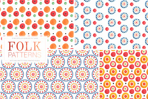 Watercolor Folk Seamless Patterns