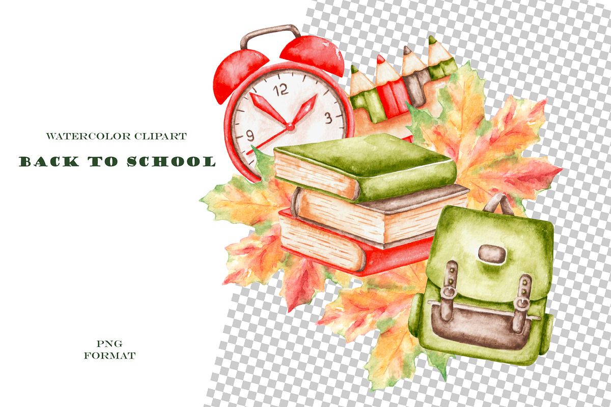 Back to school watercolor clipart., an Education Illustration by SabinaWatercolorArt (Photo 6 of 15)