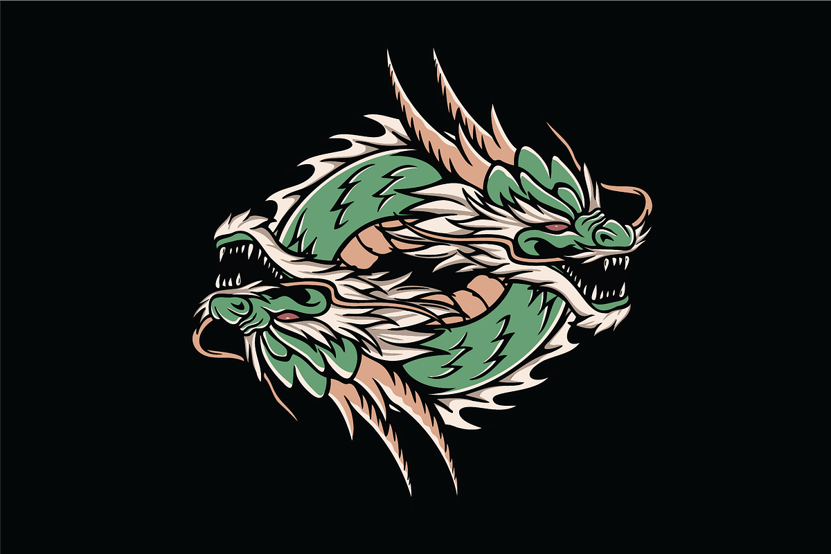 Dual Dragon Heads, an Object Illustration by nomlimo.com (Photo 1 of 3)
