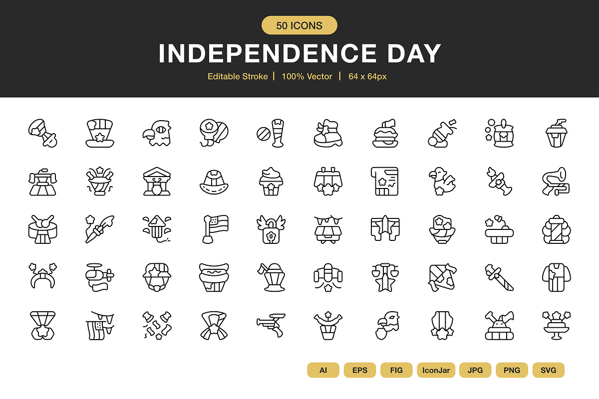 Independence Day Icons, an Icon by Spacepixel Creative
