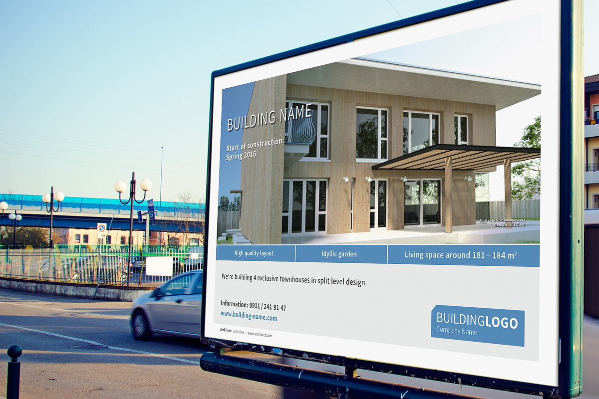 Building construction sign/billboard, a Stationery Template by AndreasGalster (Photo 2 of 3)