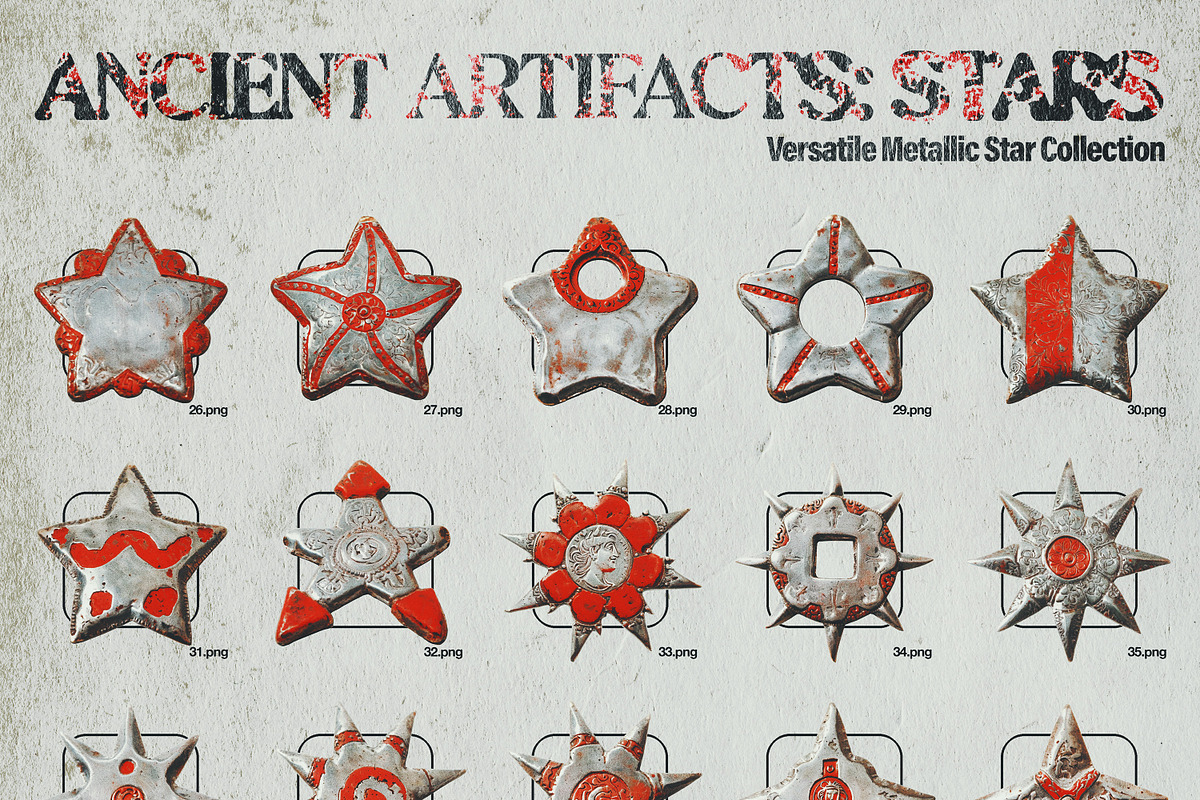 Ancient Artifacts: Stars (50 PNG), an Object Graphic by Megan Aili Designs (Photo 4 of 5)