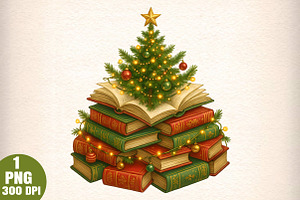 Bookish Christmas Png Christmas Tree, an Illustration by Daily.Designs