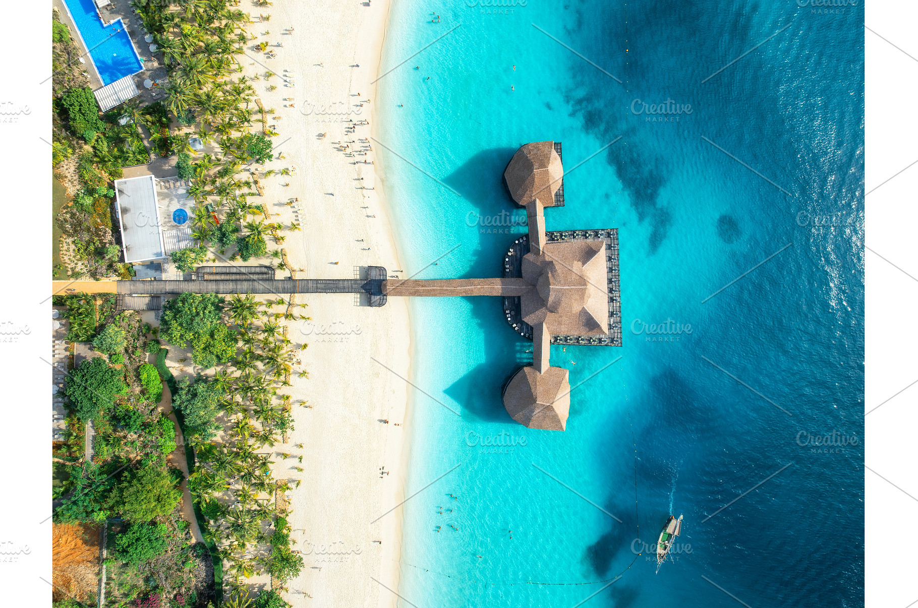 Aerial view of beautiful bungalow, a Nature Photo by den-belitsky
