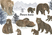 Brown bears - watercolor collection, an Animal Illustration by ramika (Thumbnail 1 of 4)