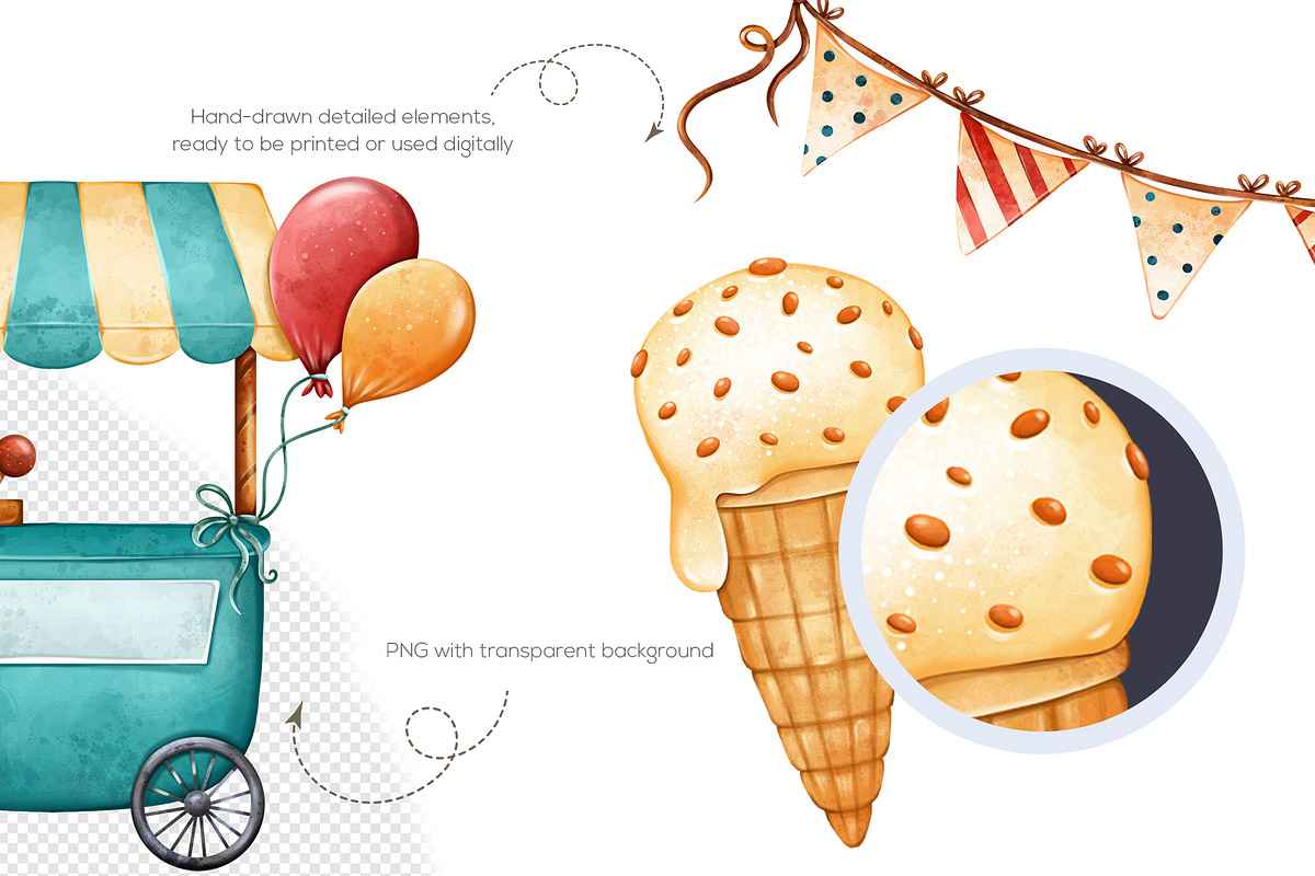 Cute Circus Clipart PNG Set, an Object Illustration by Mespilia (Photo 3 of 5)